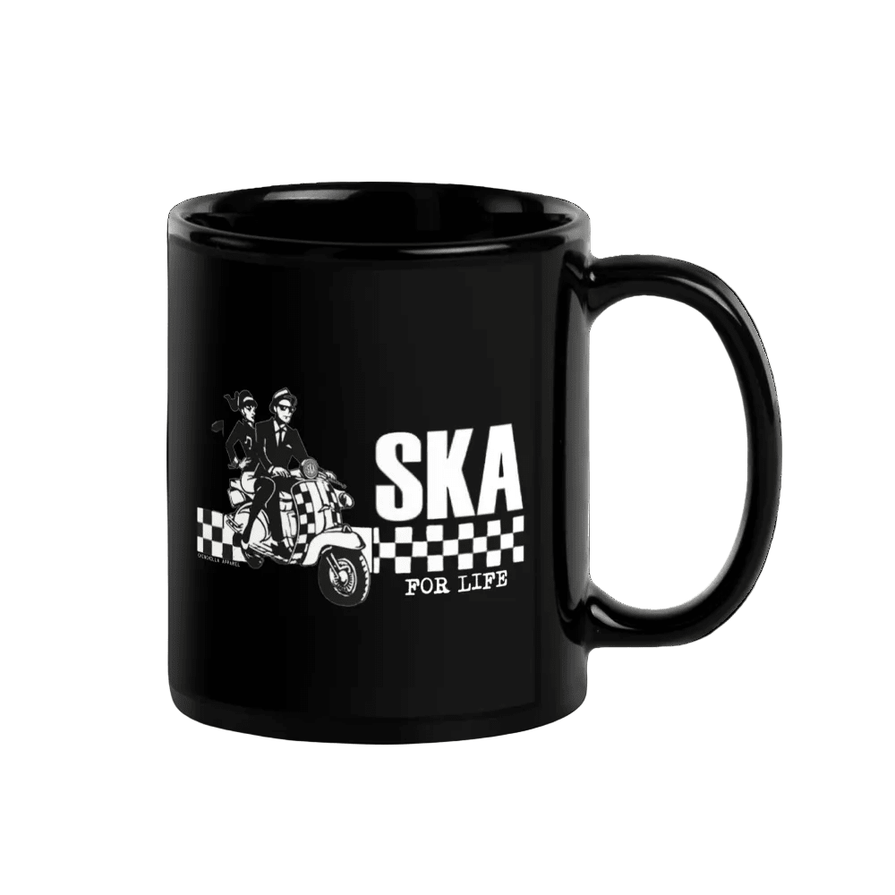 Ska For Life Black Glossy Ceramic Mug - Chinchilla Choons